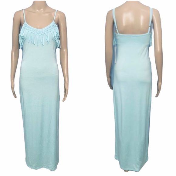 NWT Rebel Sky Fringe Maxi Dress S Bliss Blue - Picture 8 of 14